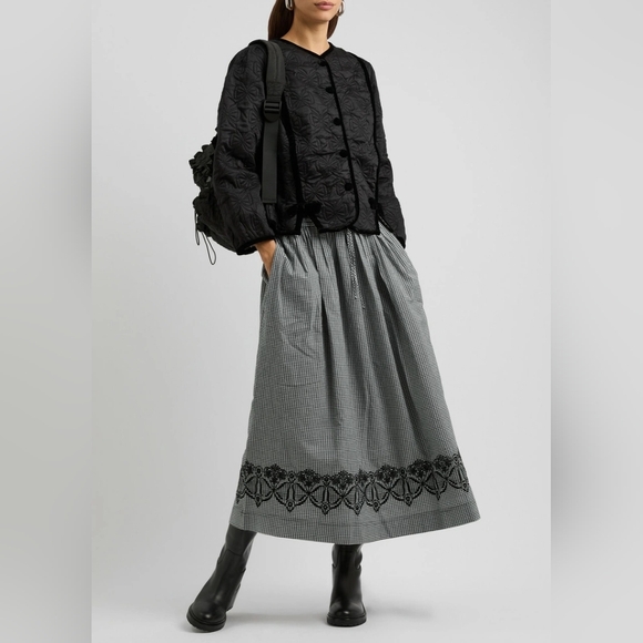 Damson Madder Keeley Gingham Cotton Midi Skirt Black EU Size 14 (See Measuremen) - Picture 2 of 10
